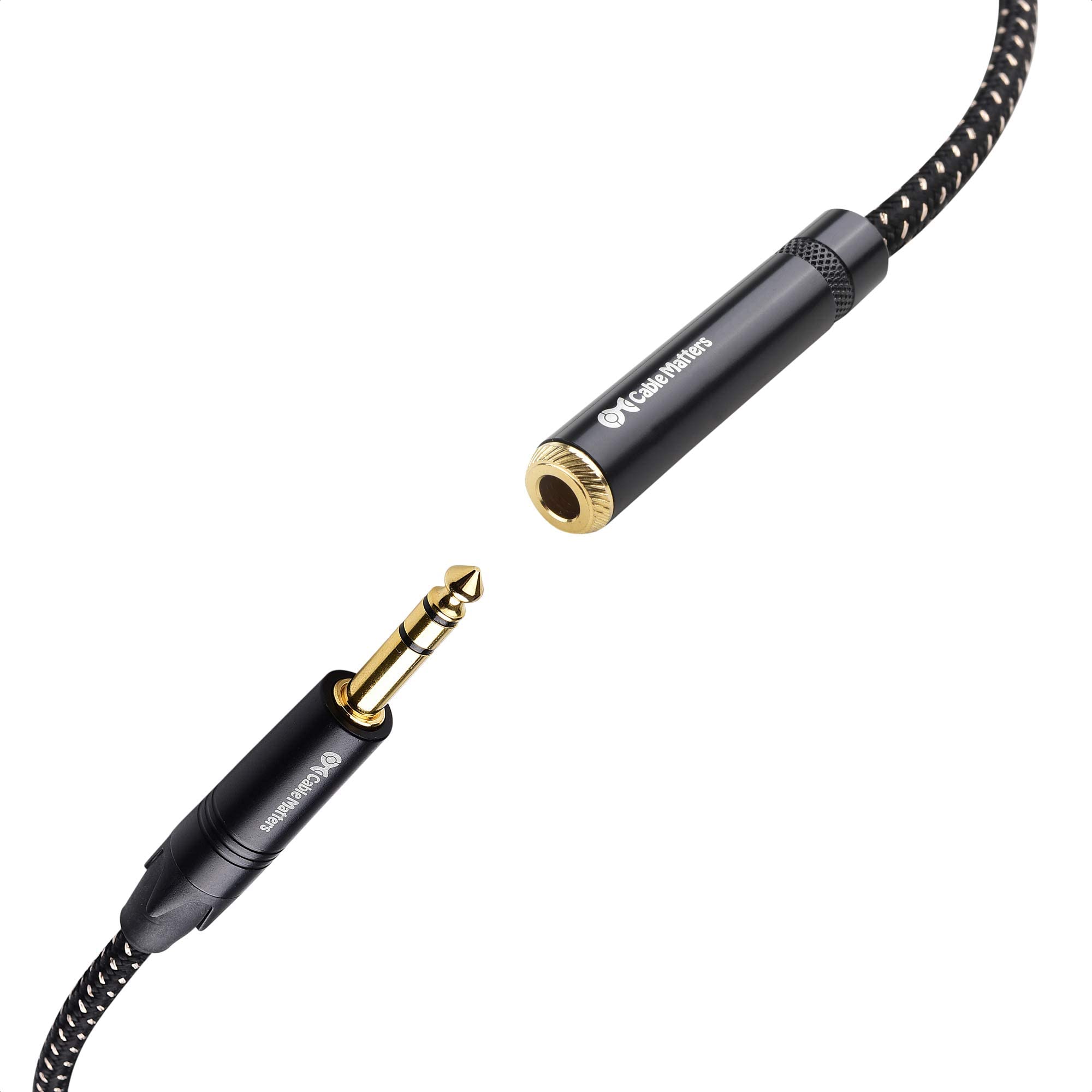 Cable Matters 25 ft Braided 1/4 Inch TRS Extension Cable - Male to Female Audio Cable for Studio, Guitar, Keyboard & Professional Audio Equipment