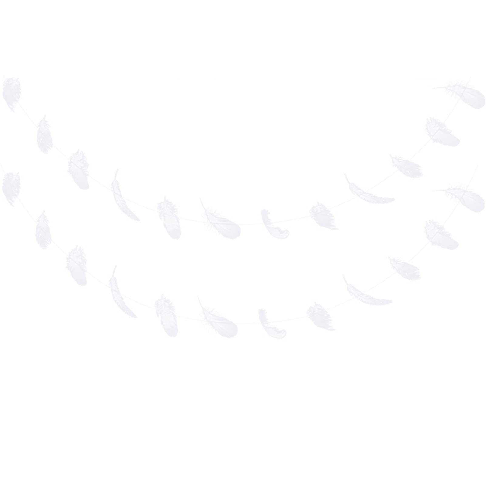 2Pcs 250cm White Feather Garland Hanging Decor - Elegant Wedding Party Bunting Banner for Baby Shower, Bridal Shower & Home Decoration