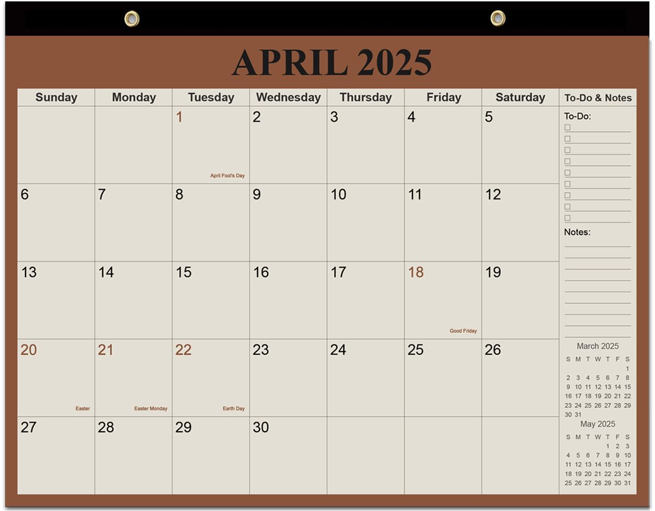 2025-2026 Desk Calendar - 15 Month Planner from April 2025 to June 2026 | Thick Paper Office & Home Organizer | 14