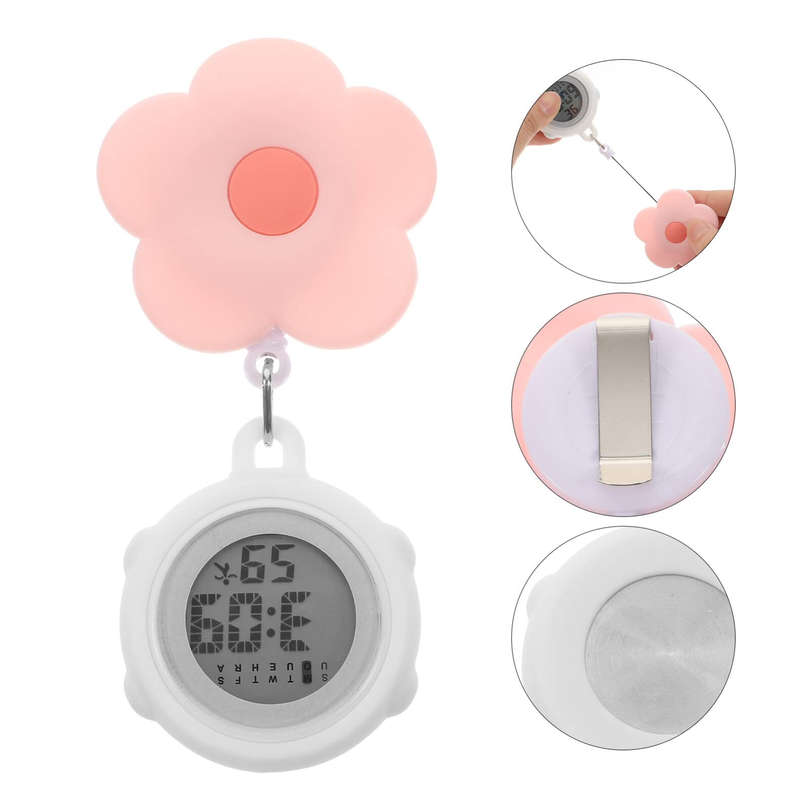 Vintage Digital Pocket Watch with Retractable Clip - Elegant Women's Pocket Watch for Formal Events, Weddings & Vintage Style Outfits