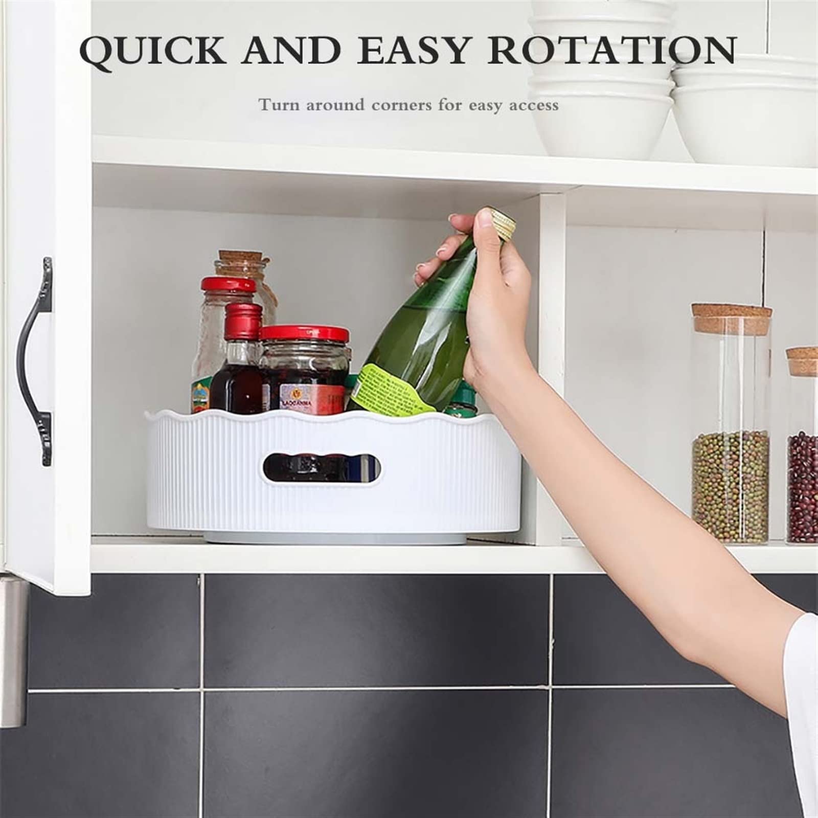 360° Rotating Kitchen Organizer Tray - Spice Rack, Snack Storage & Bathroom Organizer - Space Saving 2-Piece Set (Color Options) - Perfect for Pantry, Countertop & Vanity Organization