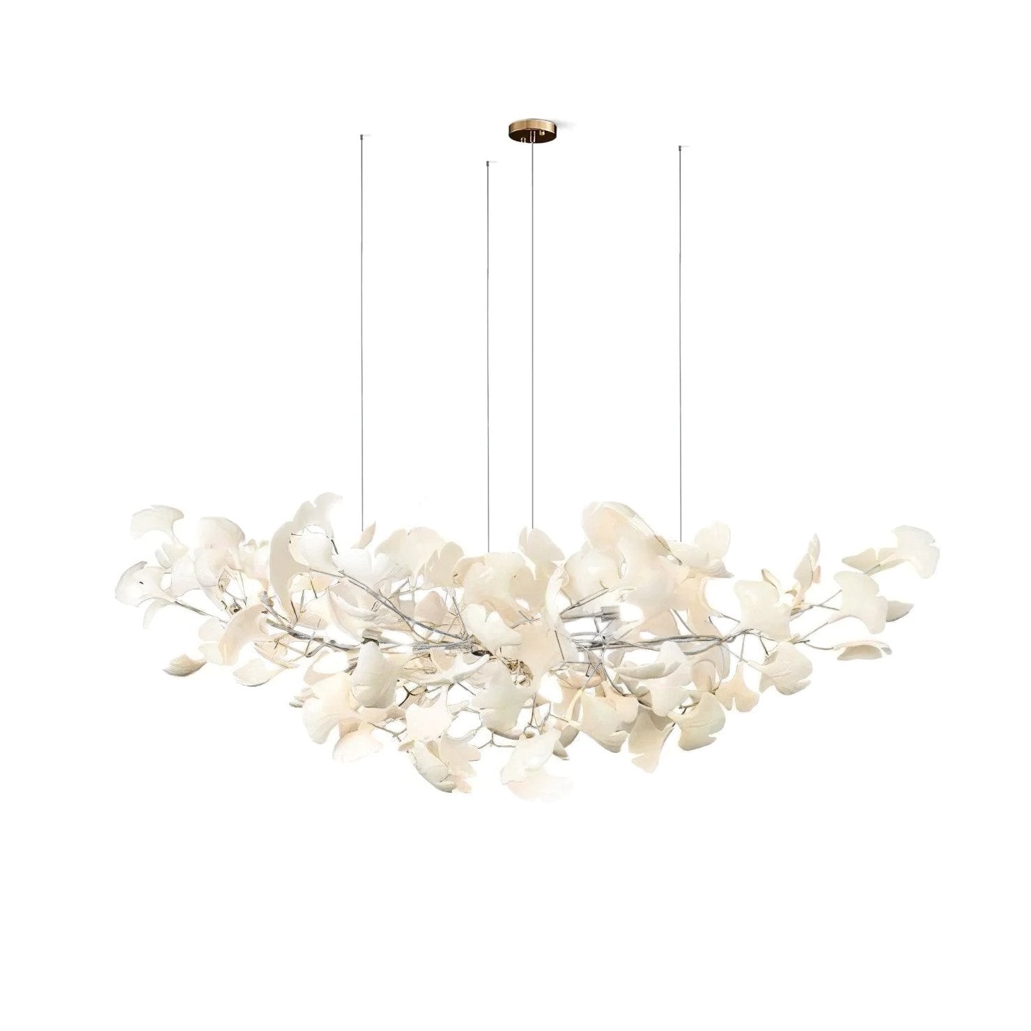Elegant Ginkgo Leaf Chandelier - Modern Gold Brass Ceiling Light Fixture for Dining Room, Living Room & Bedroom Decor