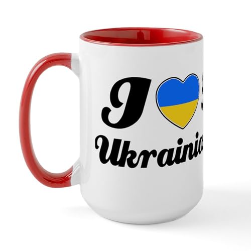 White/Red Inside - I Love My Ukrainian Wife Large Mug