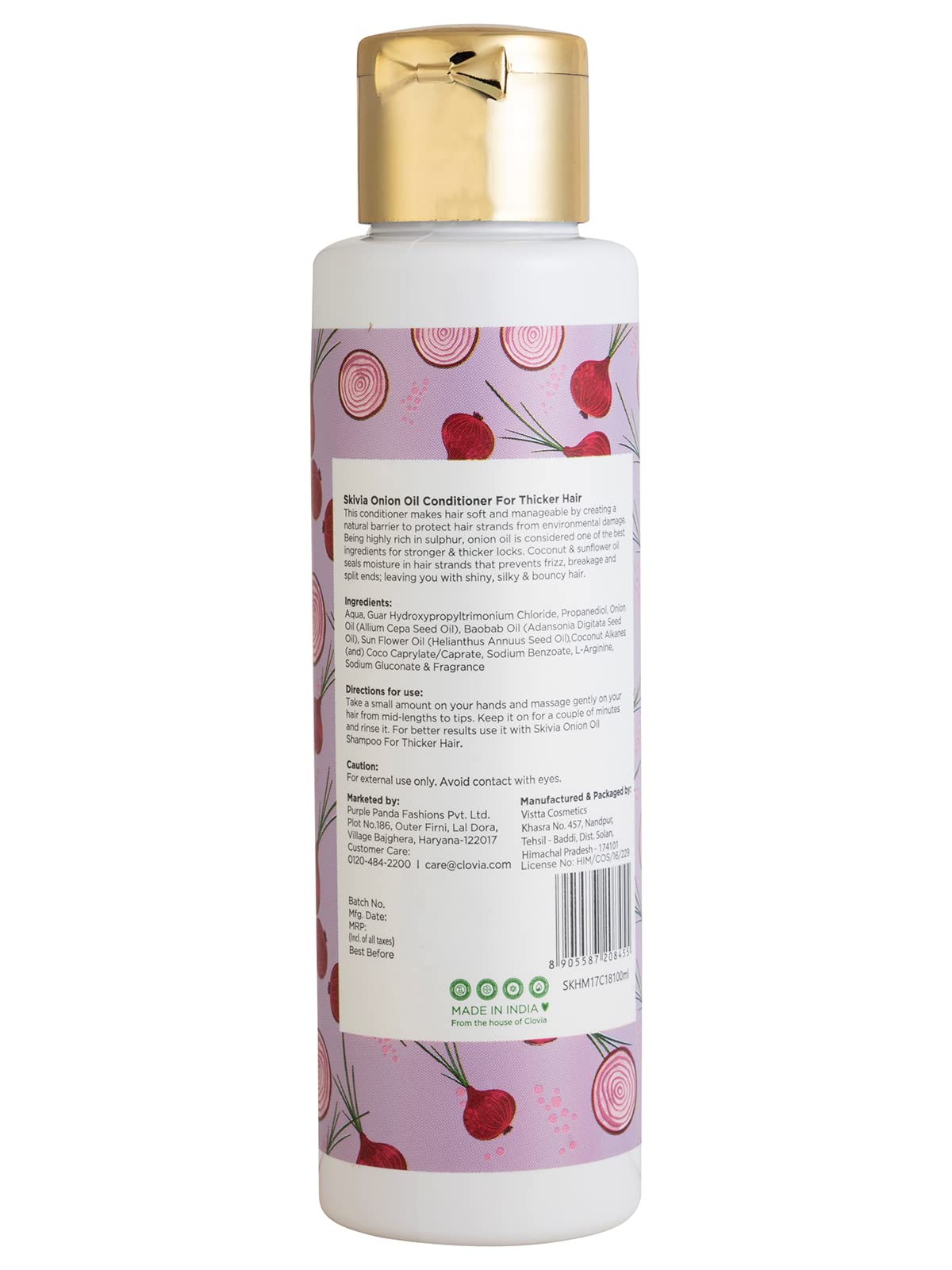 Skivia Onion Oil Hair Conditioner with Sunflower & Coconut Oil - 100ml | Damage Protection for Stronger, Shinier Hair | Unisex Hair Care | Perfect for Daily Use, Split Ends Repair & Heat Styling Protection