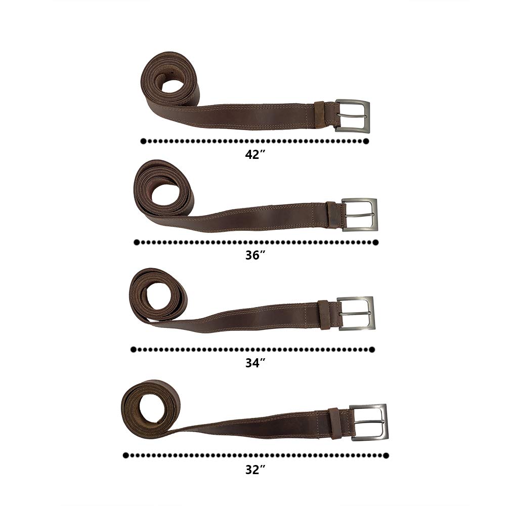 Handmade Men's Two Row Stitch Leather Timberline Belt in Bourbon Brown - Premium Genuine Leather Belt for Casual & Outdoor Wear - Perfect for Jeans, Hiking & Work