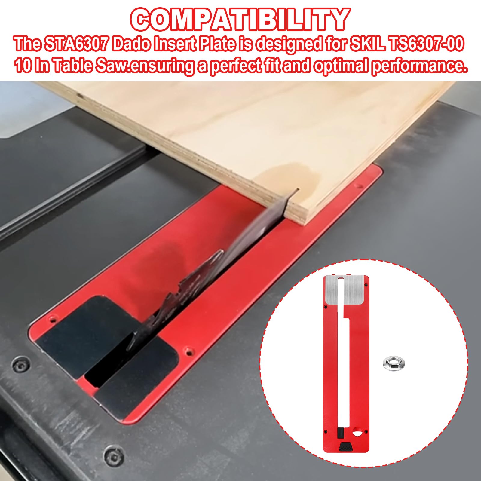 SKIL TS6307-00 10-Inch Table Saw Zero Clearance Insert Plate & Dado Insert Plate Combo (STZ6307 & STA6307) - Perfect for Woodworking Projects and Precision Cuts