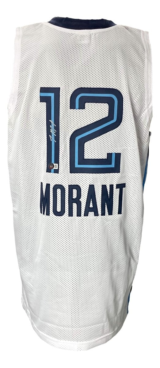 Authentic Ja Morant Signed Custom White Pro Style Basketball Jersey - Limited Edition Collectible for Fans & Memorabilia Enthusiasts - Perfect for Display, Gifting, and Game Day Spirit