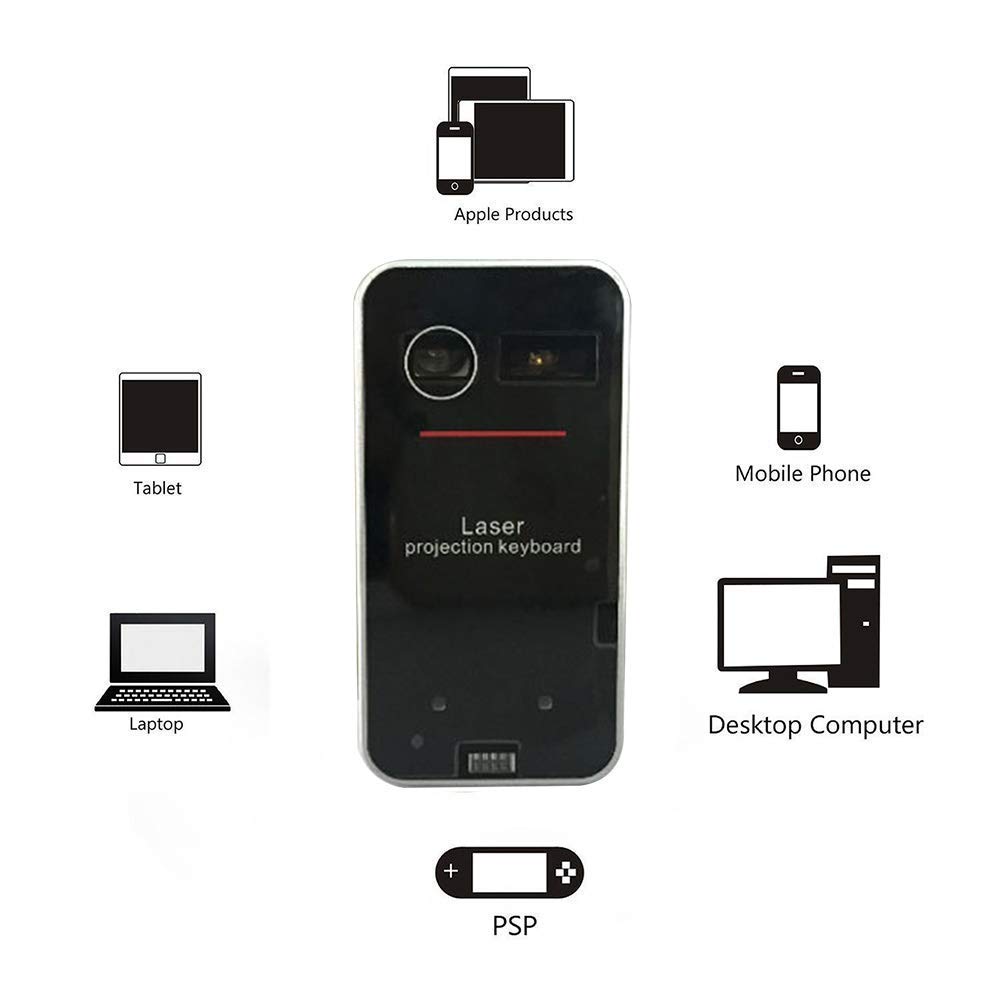 AGS Laser Projection Bluetooth Virtual Keyboard & Mouse - Wireless Touchpad for iPhone, iPad, Smartphone & Tablets | Portable Office & Travel Gadget for Typing Anywhere