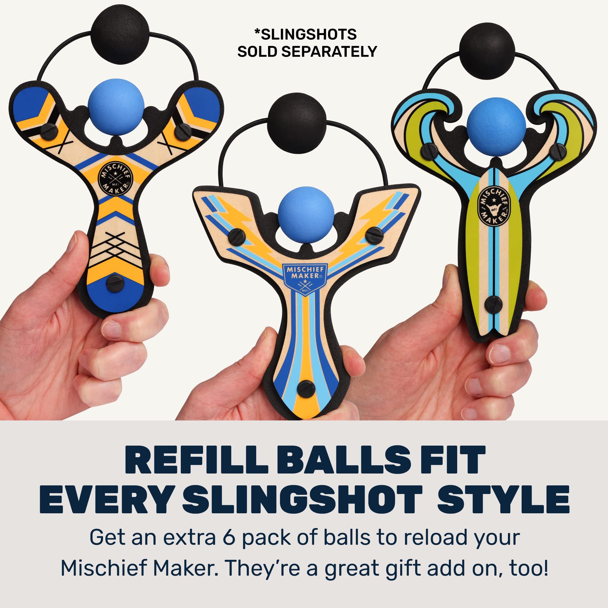 Mischief Maker® Toy Slingshot Foam Balls Refill Pack - 100 Soft EVA Foam Balls for Kids Sling Shot Games - Safe Indoor & Outdoor Play - Bright Blue Replacement Ammo for Fun Family Activities