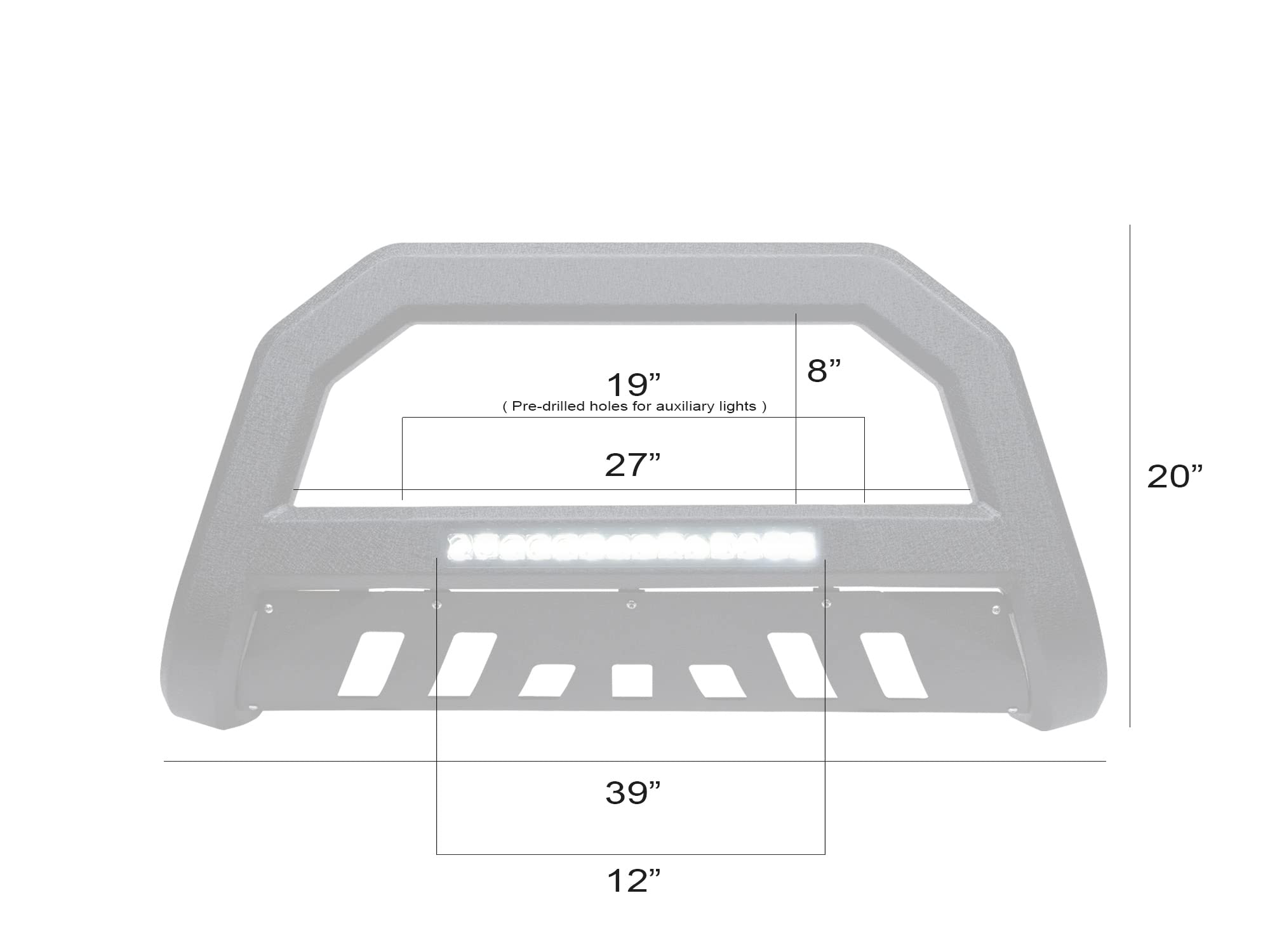 Armordillo 7180871 AR Series Aluminum Bull Bar Bumper Guard with LED Light - Textured Black for 1998-2012 Ford Ranger | Off-Road Protection & Style Upgrade for Truck Enthusiasts