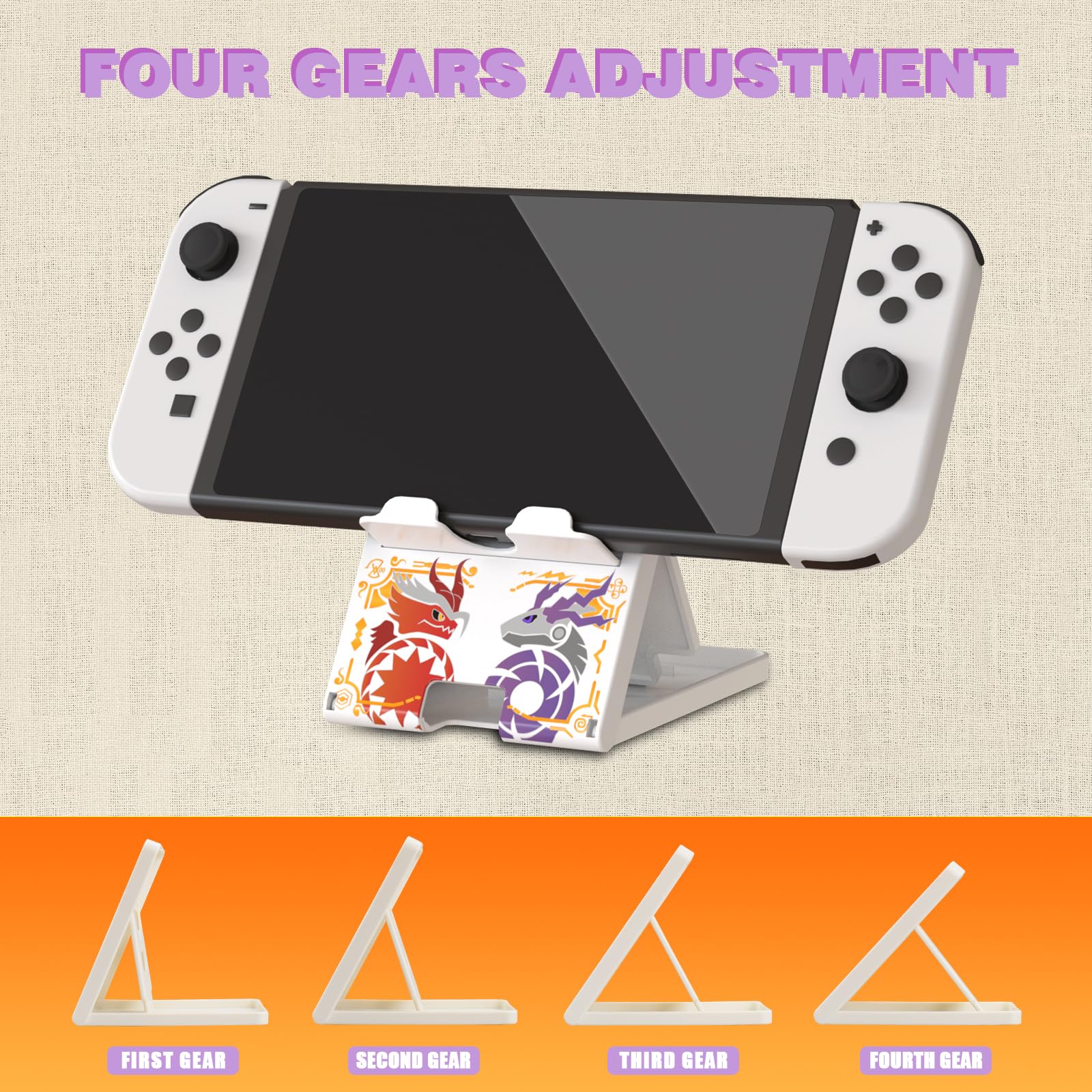 Adjustable Nintendo Switch Stand for Switch, Switch OLED & Switch Lite - Foldable, Portable Playstand Holder for Gaming Accessories (PK-Black) | Perfect for Travel, Bedroom & On-the-Go Gaming