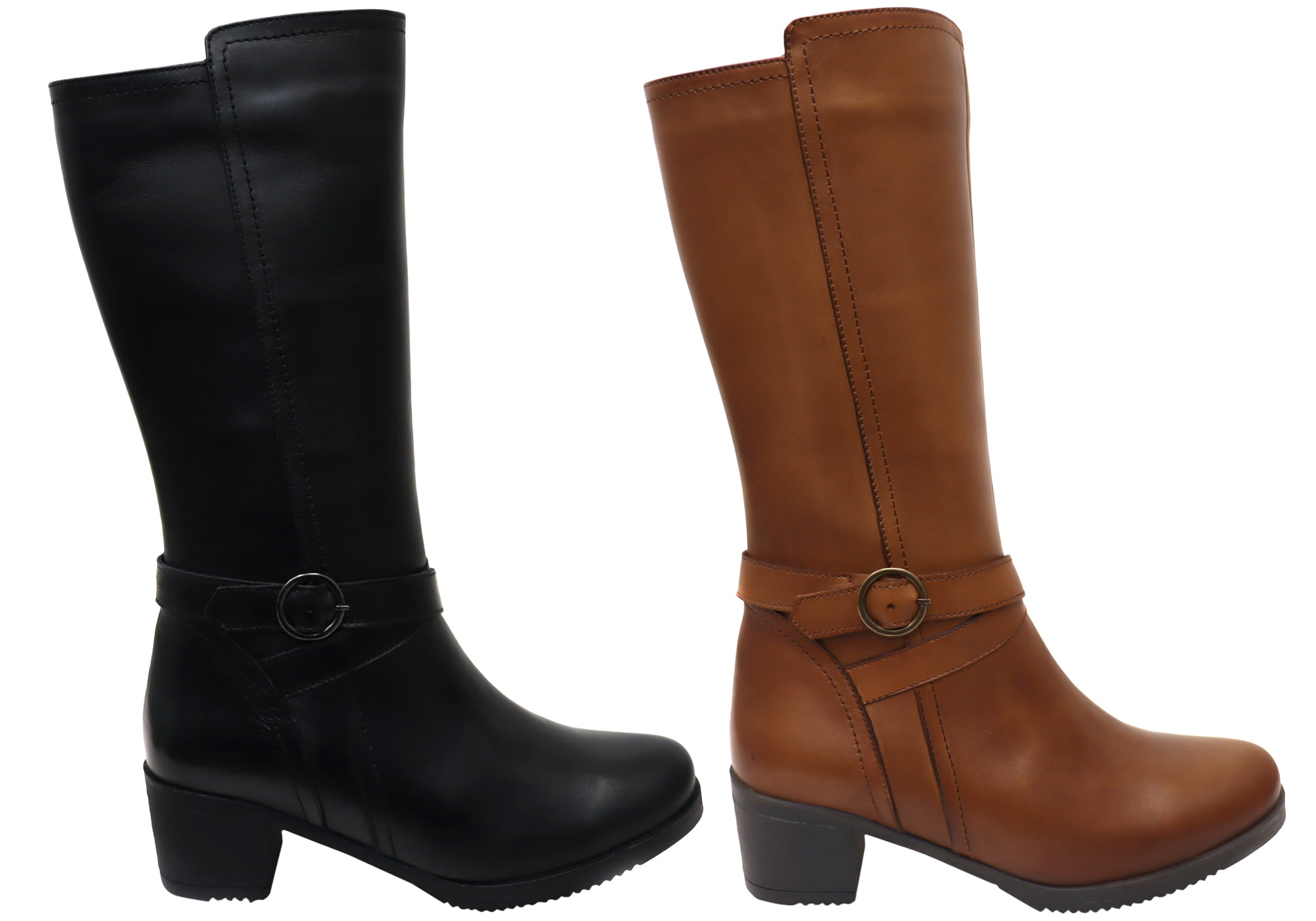 Orizonte Chatsworth Women's European Comfortable Leather Mid Calf Boots - Stylish Ankle Boots for Walking, Work & Winter Fashion