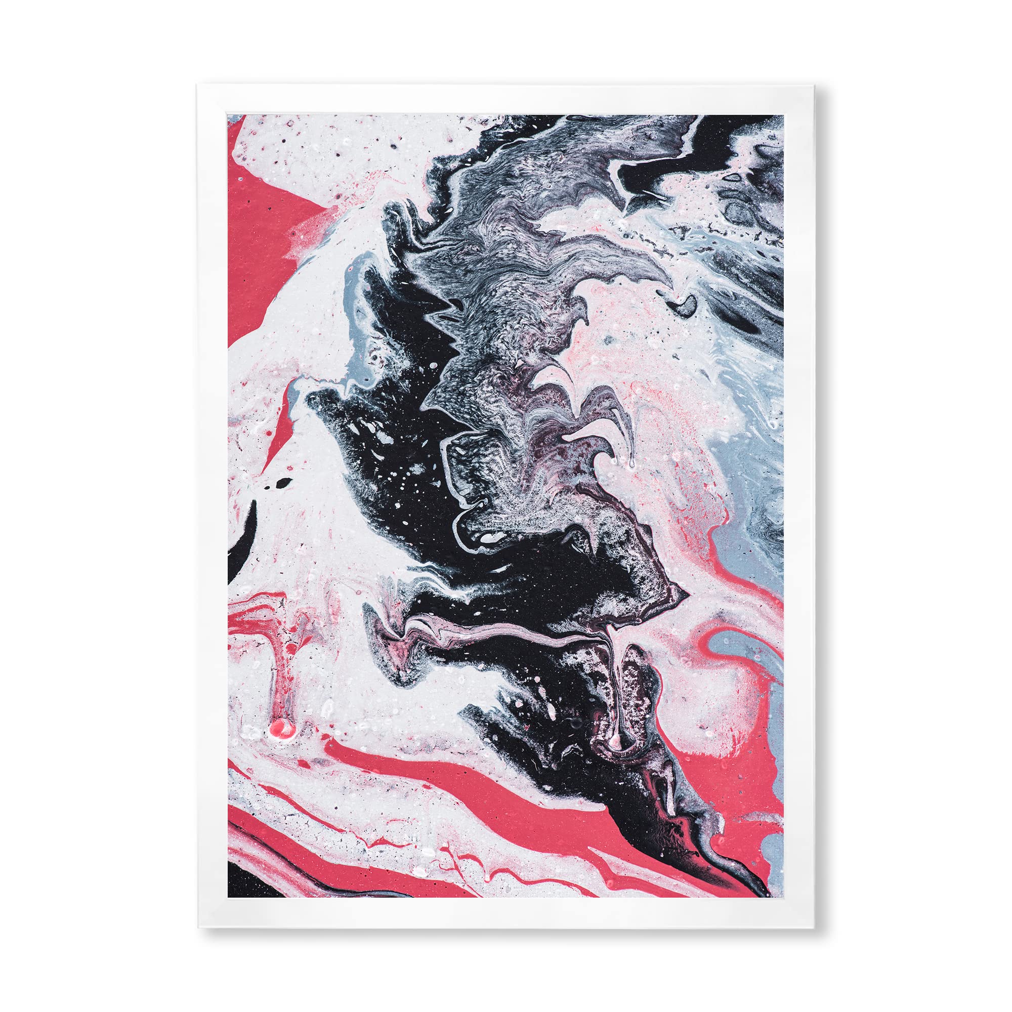 DesignQ Abstract Marble Composition in Pink and Gray - Modern Framed Wall Art for Living Room, Bedroom & Office Decor | Contemporary Home Artwork