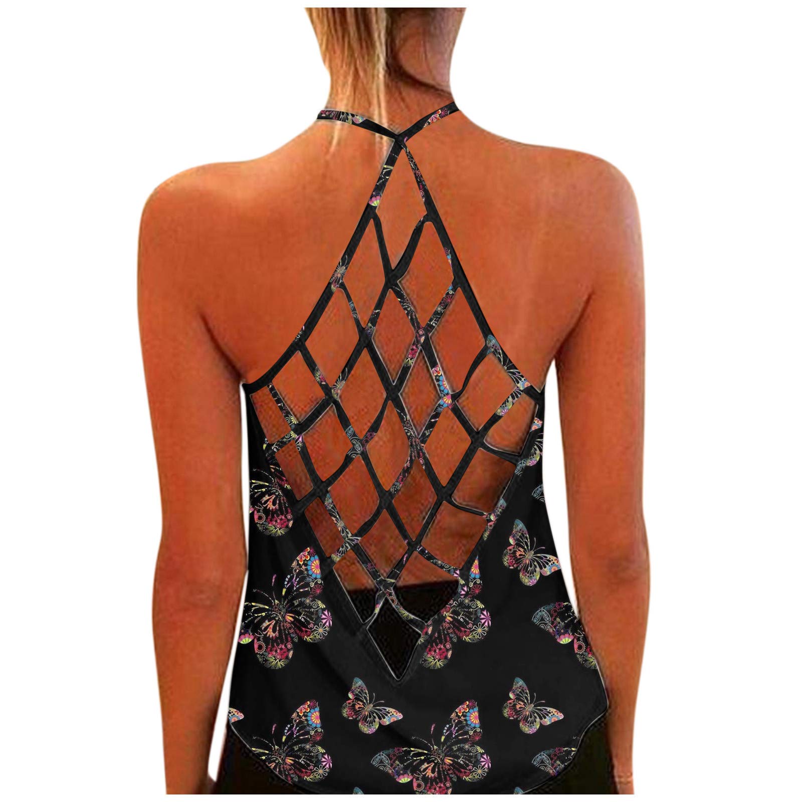 Women's Sleeveless Graphic Tank Tops - Hawaiian Vacation Beach Shirts, Casual Summer V-Neck Camisole Tops with Fashion Print (Black, Large) | Perfect for Beach Outings, Pool Parties & Summer Vacations