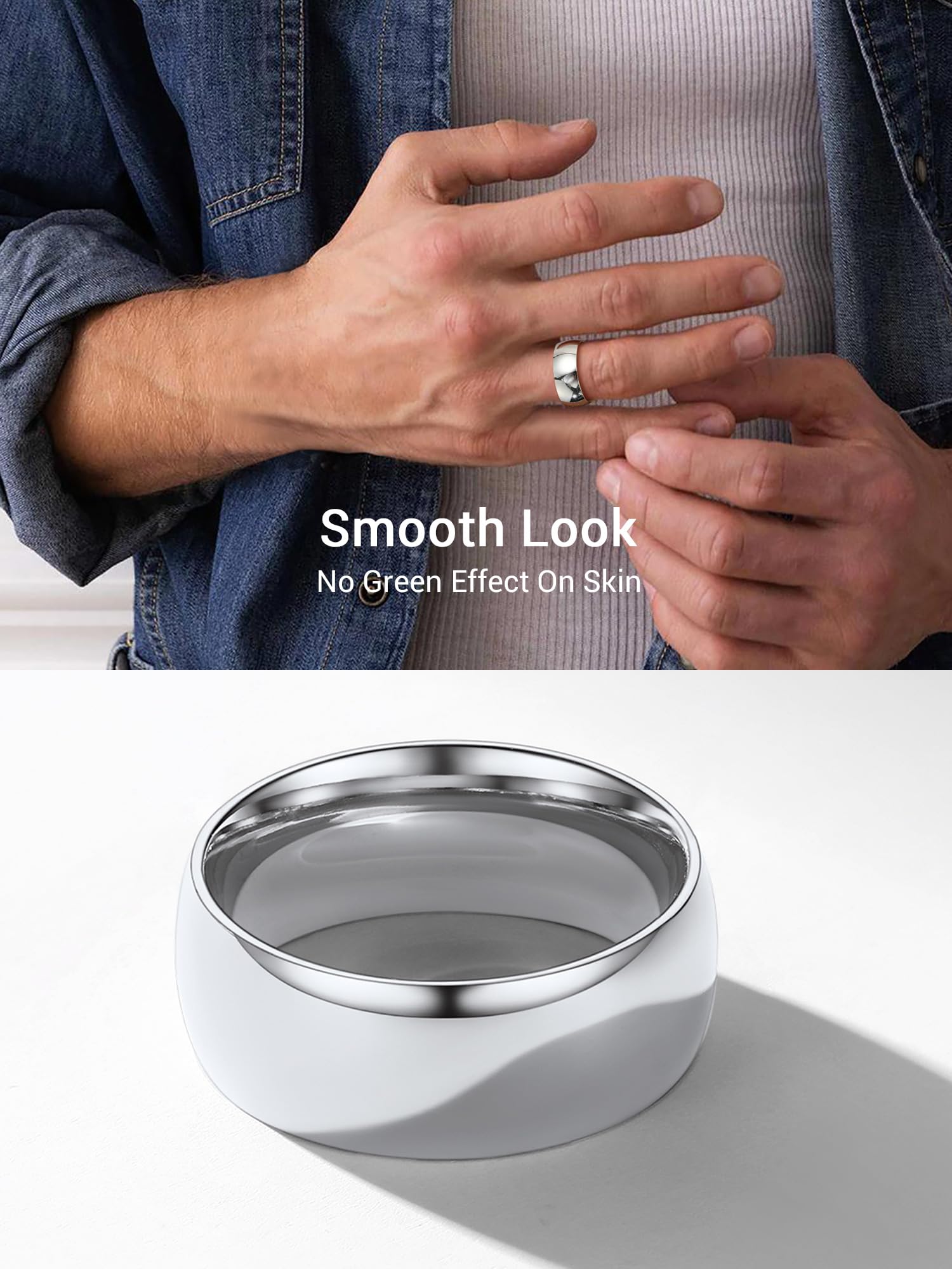 PROSTEEL Men's Stainless Steel Wedding Rings - 2mm/4mm/6mm/8mm Width Band Ring Set with Gift Box - Perfect for Engagements, Anniversaries & Everyday Wear