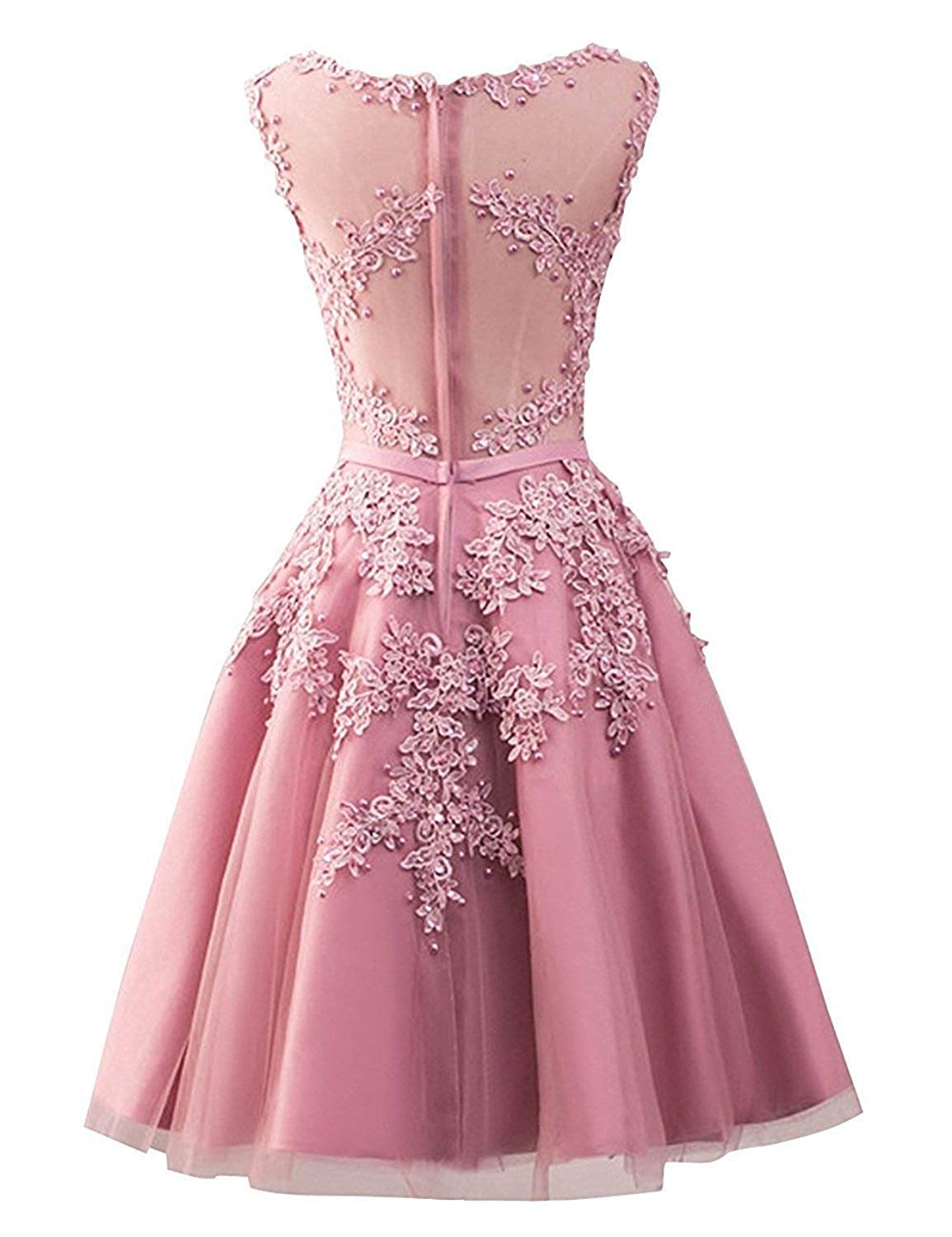Elegant Lace Appliques Tulle Homecoming Dress - Short Sleeveless Prom Party Dress for Juniors | Perfect for School Dances, Formal Events & Special Occasions