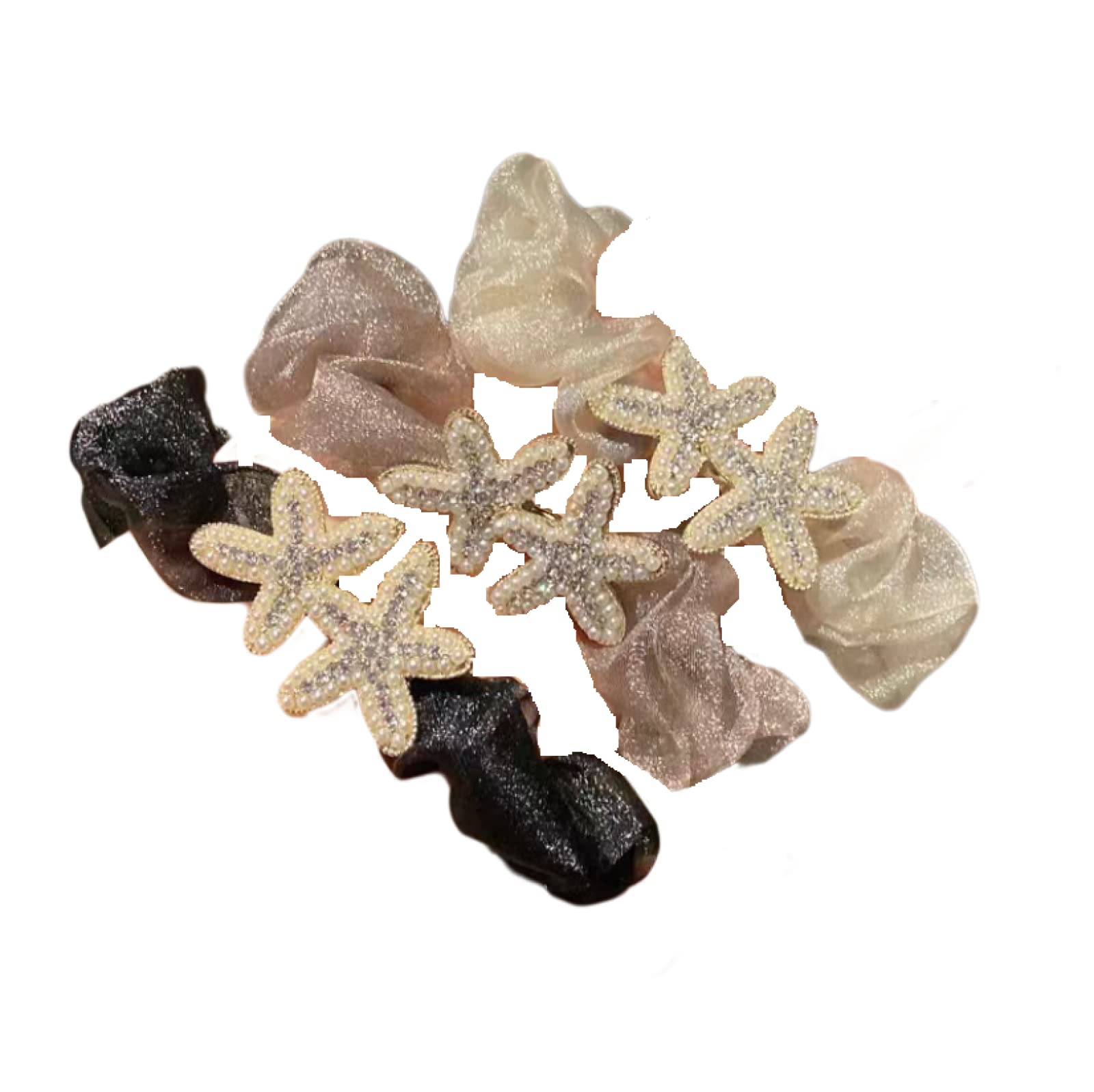 Luxury Rhinestone Organza Hair Scrunchies for Women - 3PCS Star Hair Ties, Elegant Hair Accessories for Parties, Weddings & Daily Use