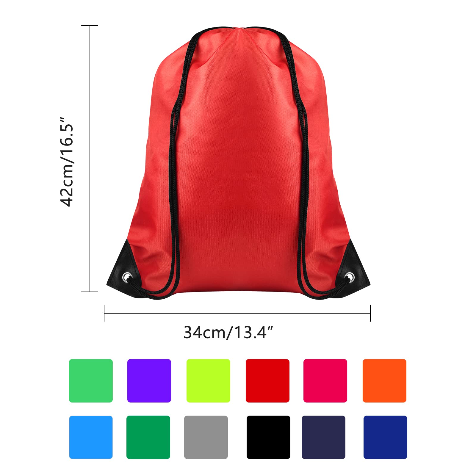 FEPITO 12 Pack Drawstring Bags - Durable String Backpacks for Gym, Sports, Travel & Storage - Lightweight Tote Sack Cinch Bags for School, Beach, Laundry & Camping Essentials