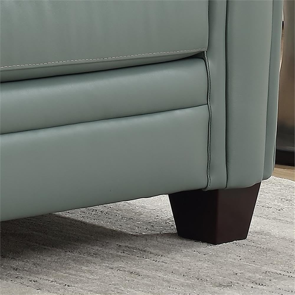 Home Square 2-Piece Tufted Leather Accent Chair Set in Spa Blue - Modern Living Room Furniture for Home Office, Lounge & Reading Nook