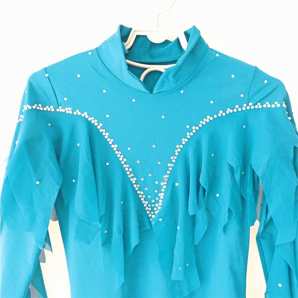 LIUHUO Men's Rhythmic Gymnastics Leotard & Boys Figure Skating Unitard - Stretchy Performance Top for Youth Athletes in Blue | Perfect for Competitions, Training & Dance Routines
