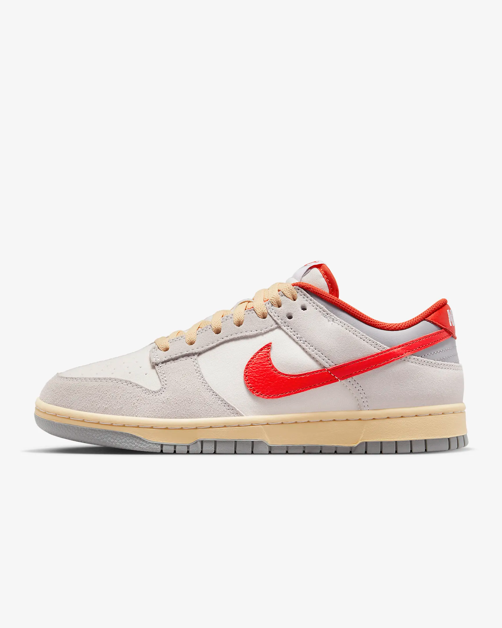 Nike Men's Dunk Low Sneakers - Sail/Photon Dust/Light Smoke Grey/Picante Red | Casual & Streetwear Basketball Shoes for Men | Perfect for Everyday Wear, Gym & Urban Fashion