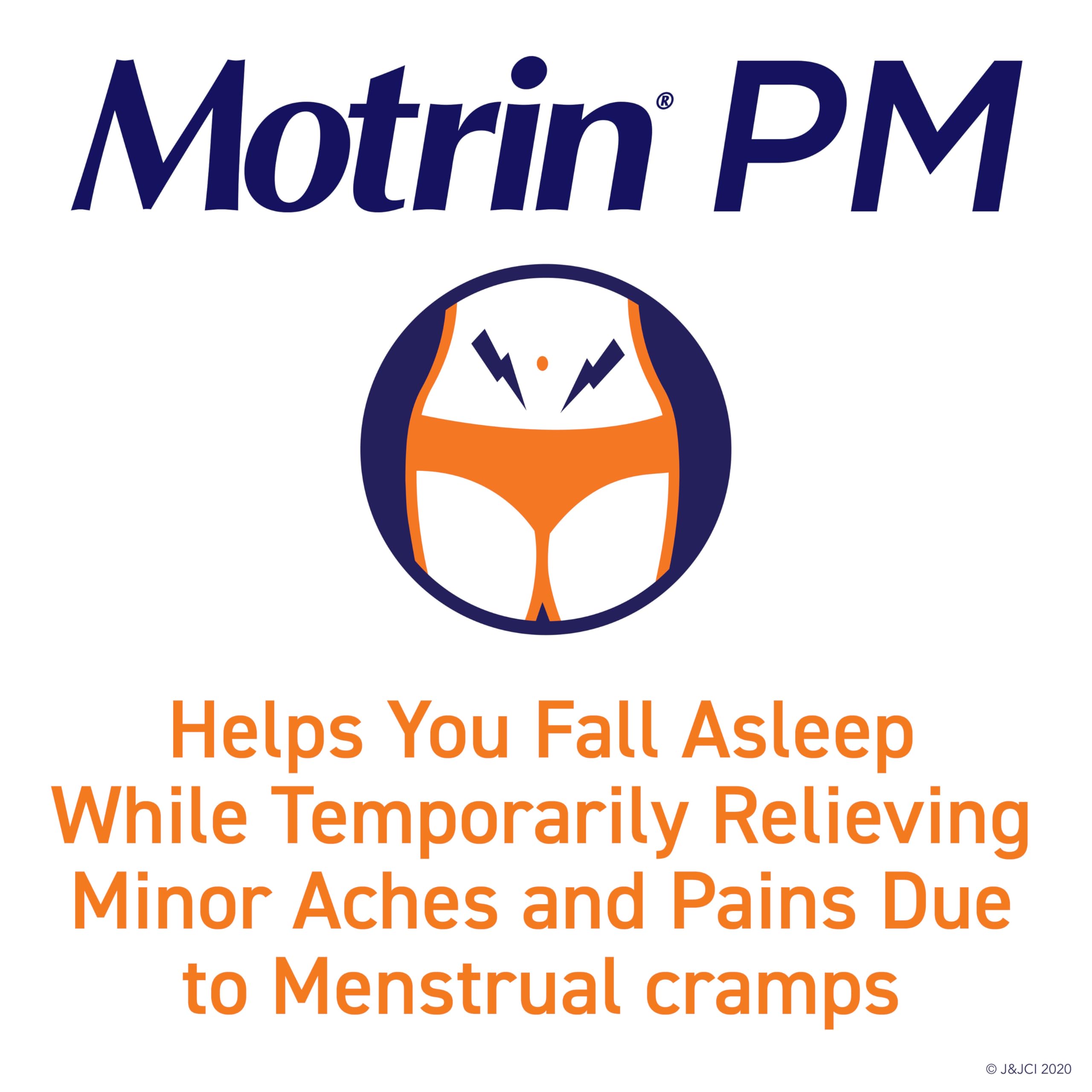 Motrin PM Caplets 200mg Ibuprofen & 38mg Sleep Aid - Nighttime Pain Relief for Headaches, Backaches & Minor Aches - 20 Count - Perfect for Restful Sleep After Workouts or Stressful Days
