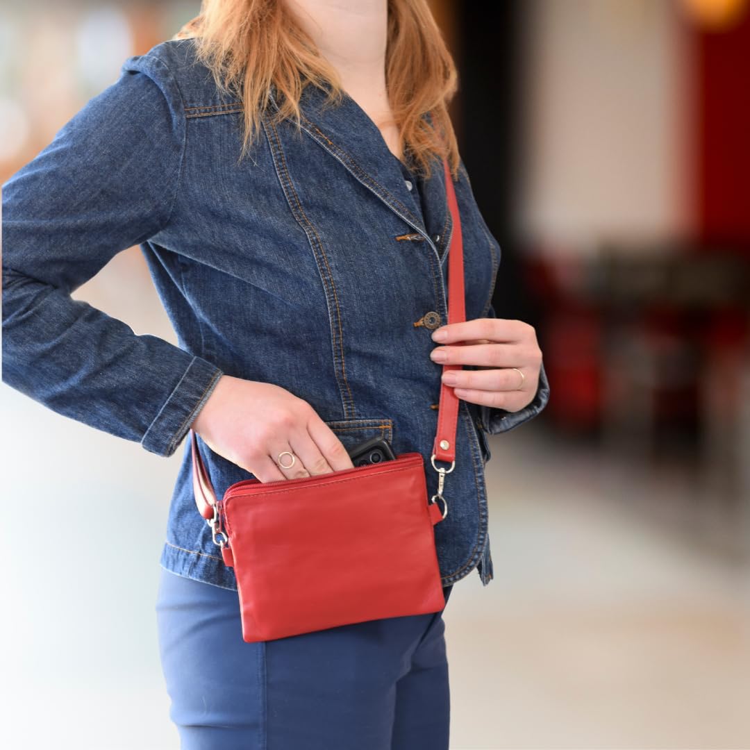 Little Red Leather Purse by World Orphans - Small Crossbody Shoulder Bag for Women | Fashionable Handbag for Daily Use, Travel & Date Nights
