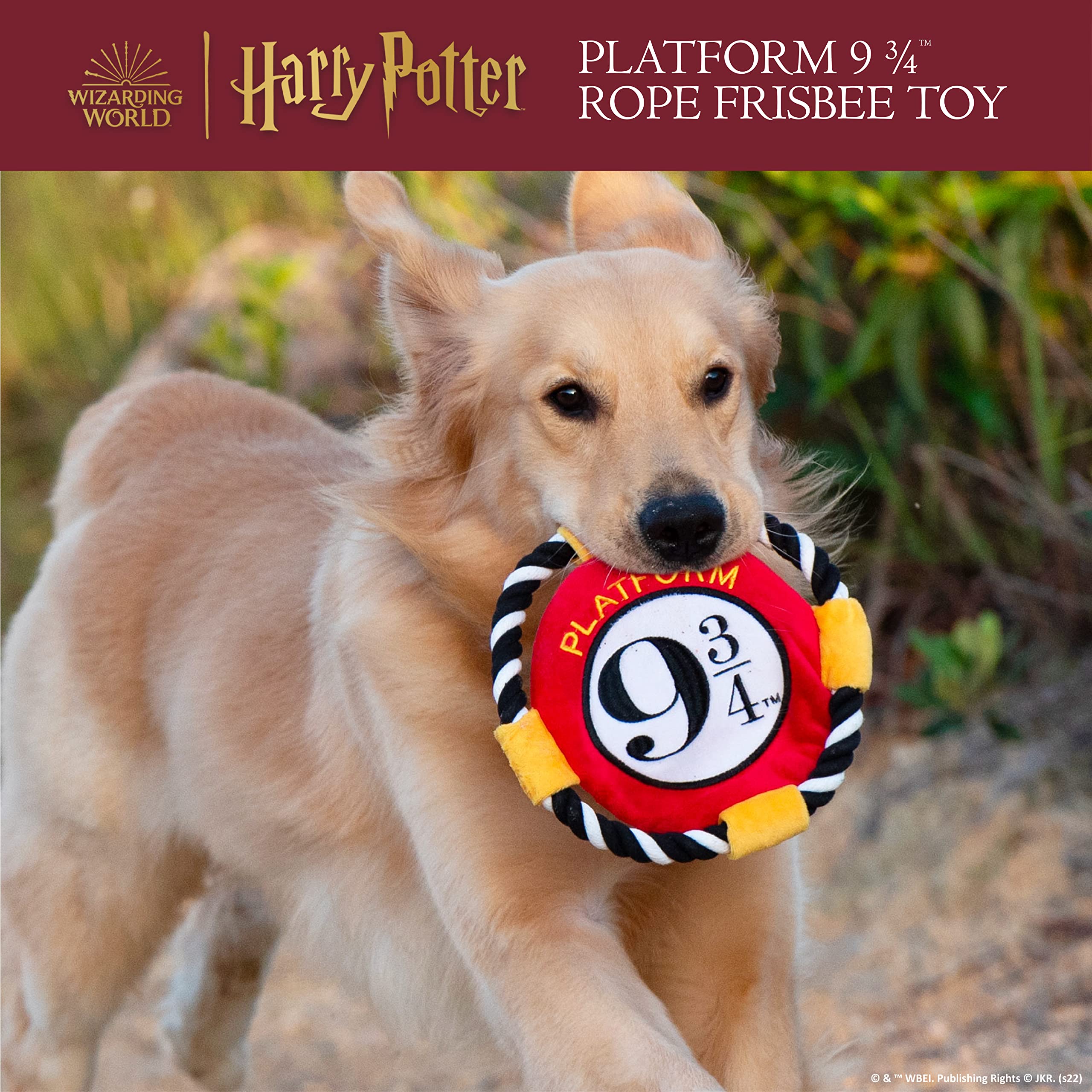 Harry Potter 9 3/4 Platform Themed Dog Frisbee Toy - Durable Rope Flying Disc for Large & Small Dogs - Perfect for Outdoor Play, Fetch Games & Themed Pet Parties