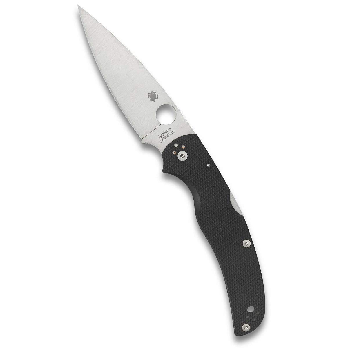 Spyderco Native Chief Folding Knife - Black G-10 Handle, PlainEdge CPM S30V Steel Blade, Full-Flat Grind, Back Lock Mechanism - Tactical EDC, Outdoor Survival, Camping & Hunting Gear