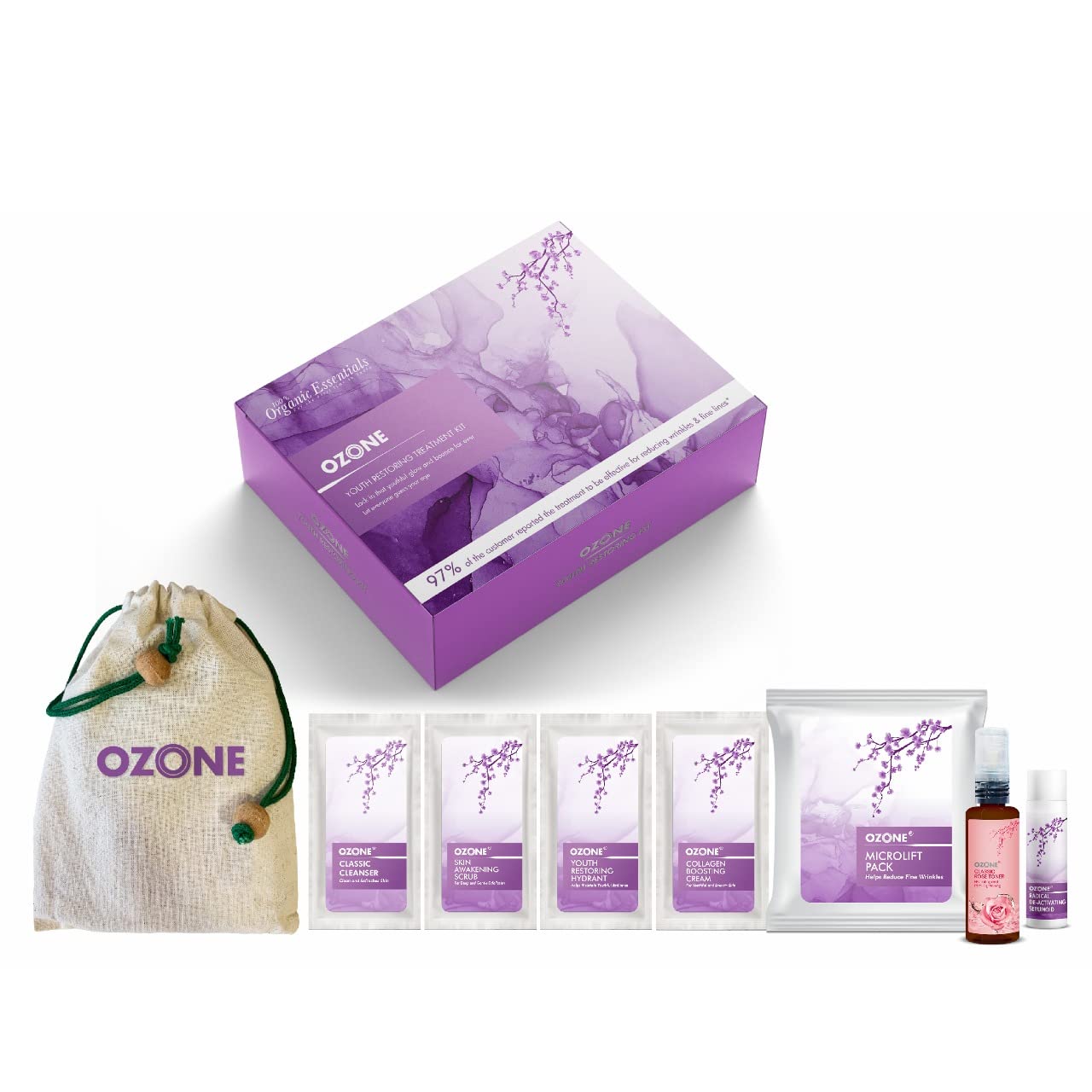 Ozone Youth Restoring Facial Treatment Kit - Anti-Aging Skincare Set for Wrinkles & Fine Lines | At-Home Spa & Night Routine Essential