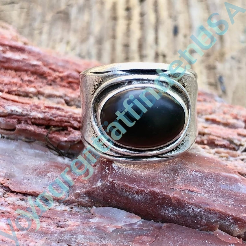 Vintage Sterling Silver Black Jet Ring - Size 7 for Women | Gothic Jewelry for Everyday Wear & Special Occasions