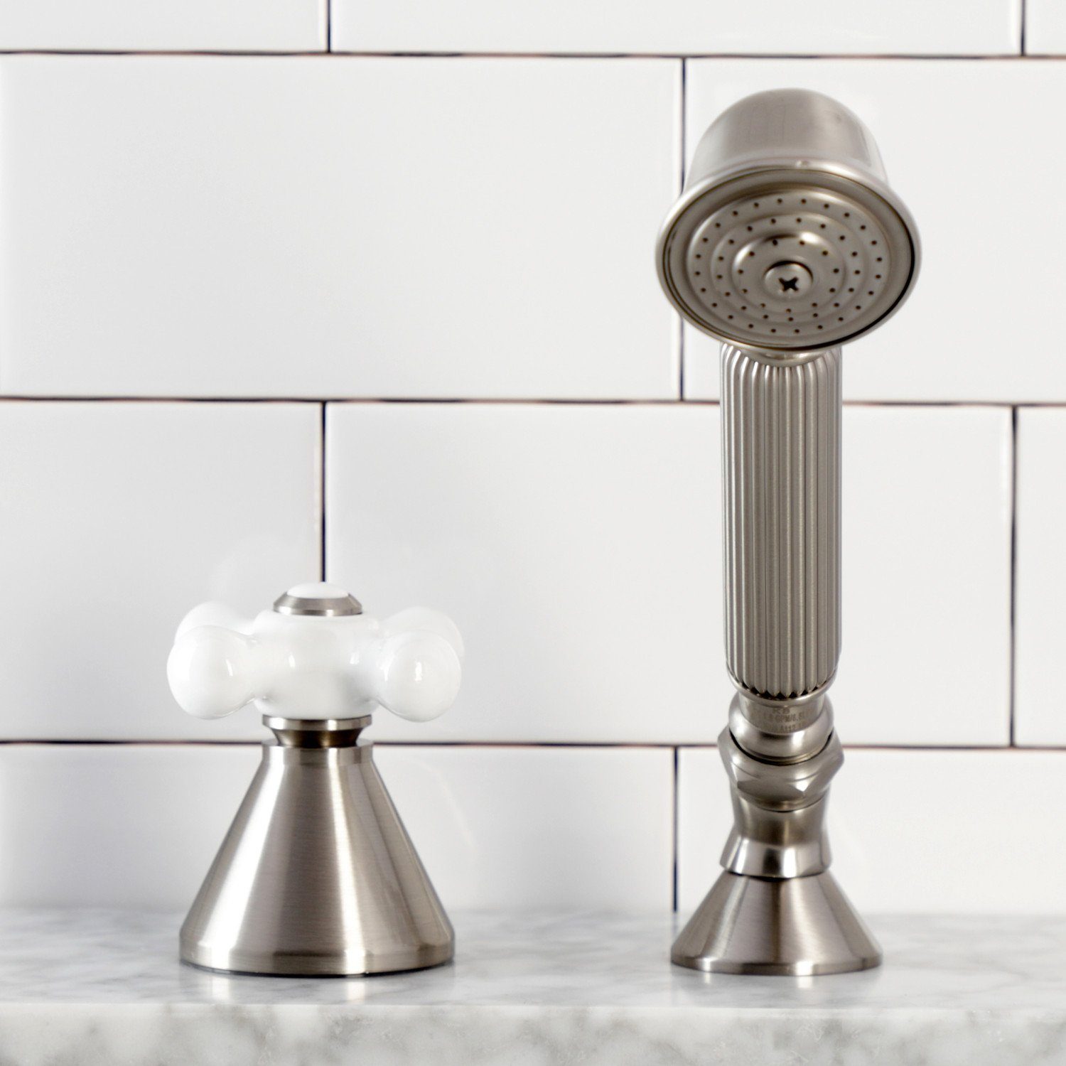 Deck Mount Hand Shower with Diverter for Roman Tub Faucet - Perfect for Bathroom Renovation & Spa-Like Shower Experience