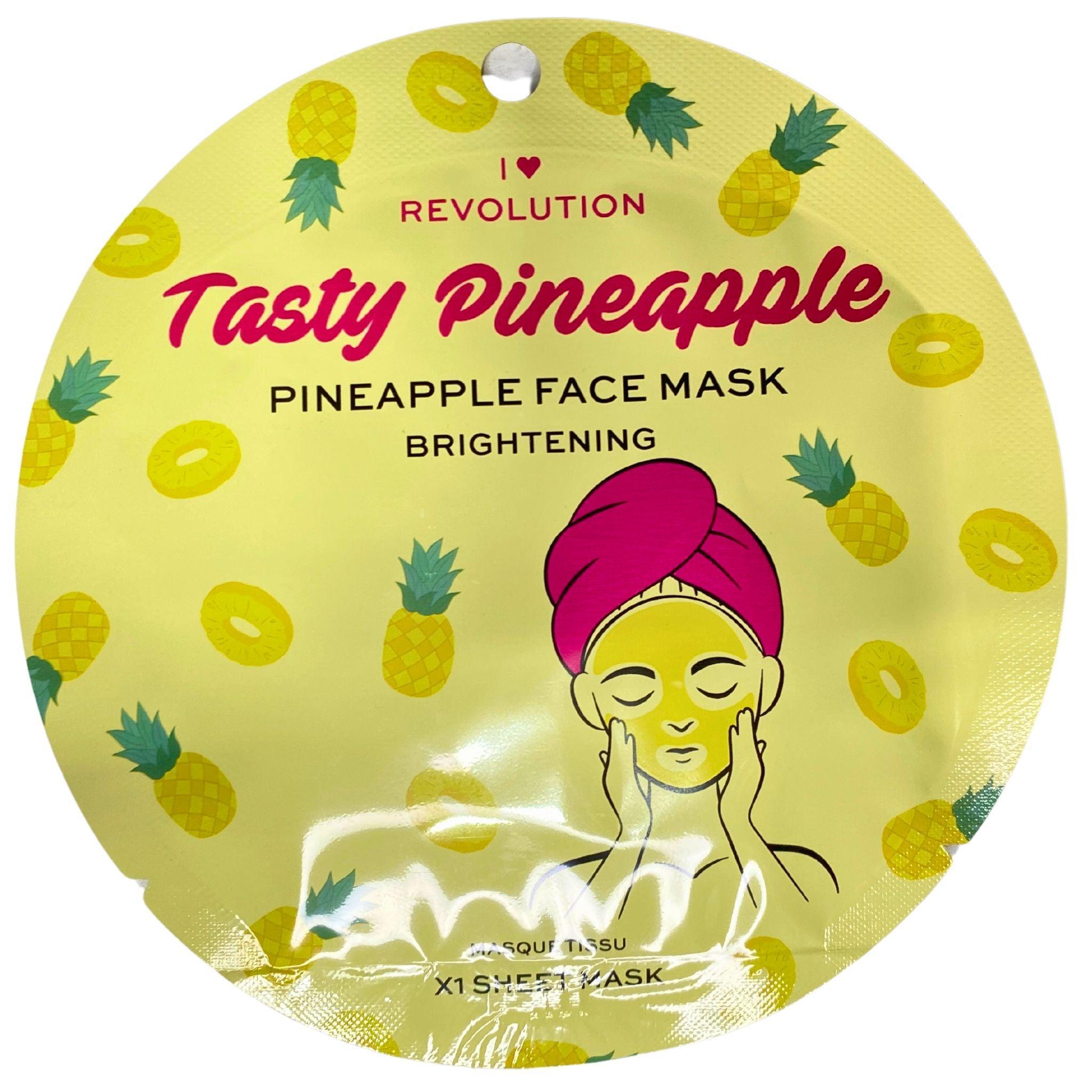 I HEART REVOLUTION Tasty Pineapple Brightening Sheet Mask - 72 Pack | Hydrating & Glow-Boosting Facial Mask for Acne-Prone & Dull Skin | Perfect for Spa Day, Self-Care Routine & Travel Skincare