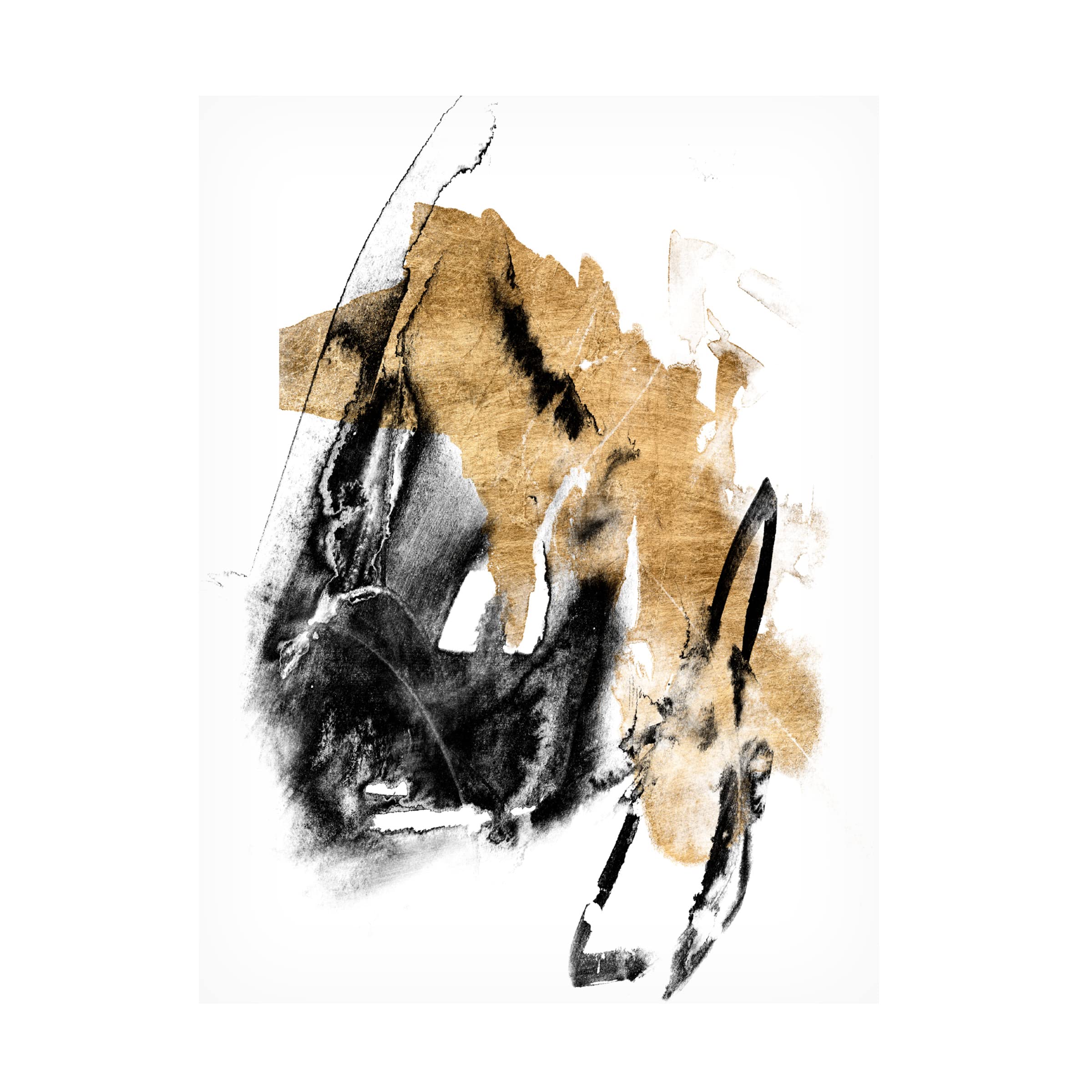 Jennifer Goldberger 'Black And Gold Splash IV' Canvas Wall Art Print - Modern Abstract Painting for Living Room, Bedroom & Office Decor