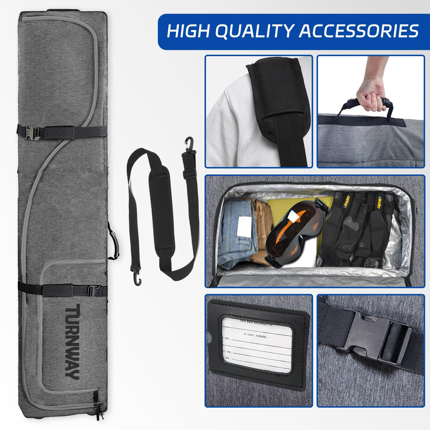 Heavy Duty Padded Ski Bag with Wheels for Air Travel - Waterproof Double Rolling Snowboard Bag for Ski & Snowboard Gear Storage & Transportation | Perfect for Winter Sports Travel & Equipment Protection