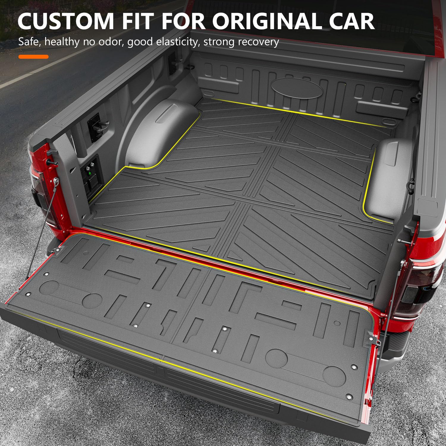 5.5FT Heavy Duty Truck Bed Mat & Tailgate Liner for 2021-2025 Ford F150 | TPE Non-Slip Protection | Perfect for Hauling, Camping & Off-Road Adventures