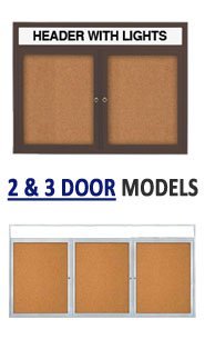 Lockable Outdoor Bulletin Board with LED Lights & 3 Doors - 35+ Sizes for Schools, Offices & Community Centers - Weatherproof Message Display Board for Notices & Announcements