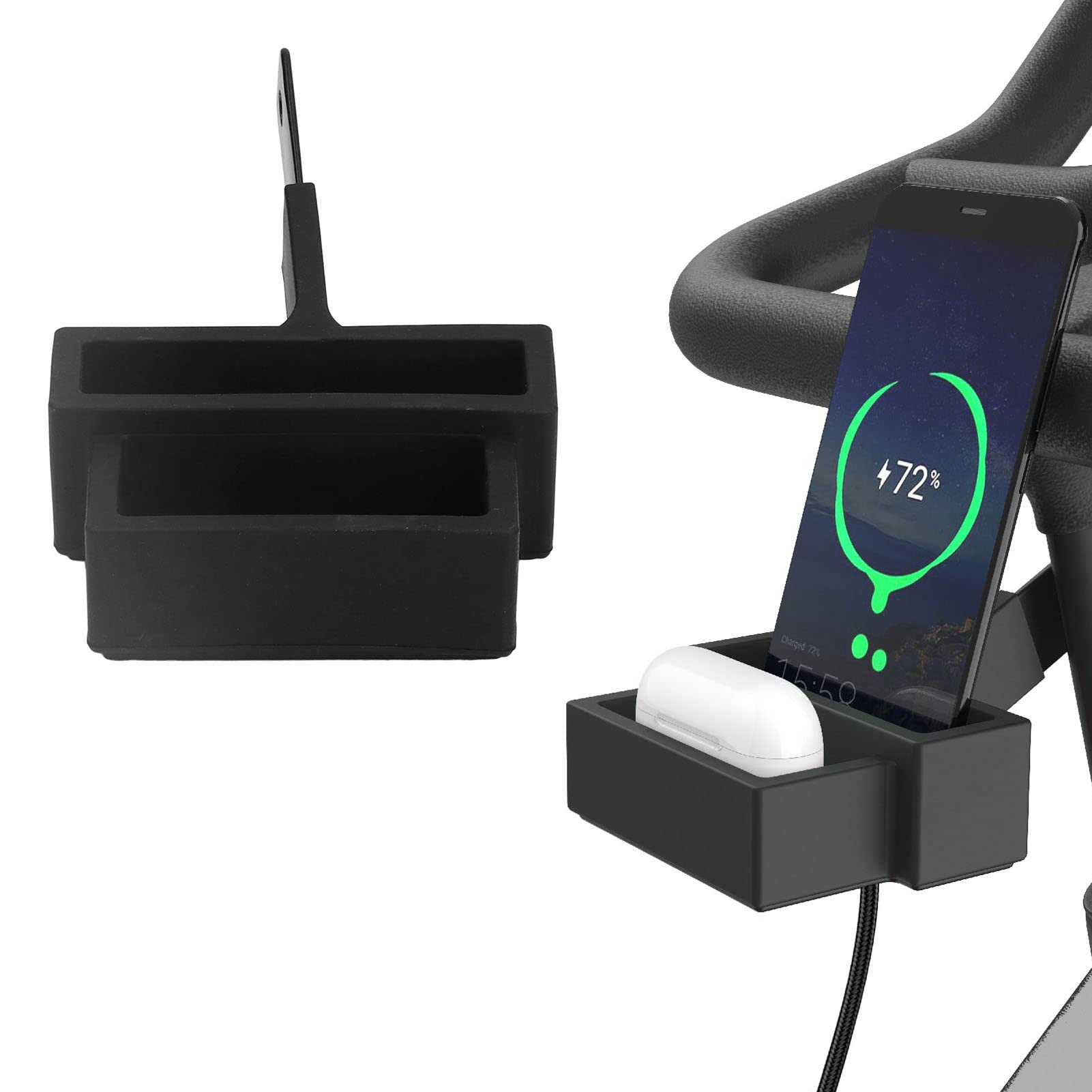 TOPINCN Bike Phone Holder & Headphone Mount - Metal, Hands-Free, Easy Installation with Hex Wrench - Perfect for Cycling, Commuting & Outdoor Adventures