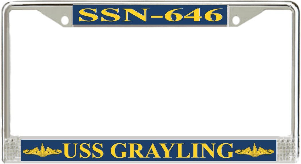 USS Grayling SSN-646 Military License Plate Frame - Premium Metal Car Tag Holder for Navy Veterans & Submarine Enthusiasts - Perfect for Cars, Trucks & Motorcycles to Show Military Pride