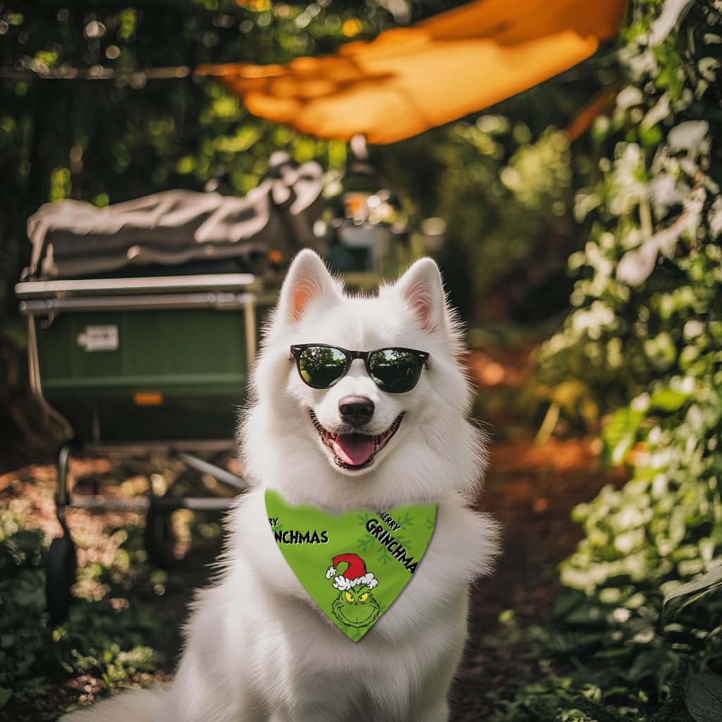 Christmas Dog Bandanas Set - 2 Pack Adjustable Double Sided Triangle Dog Scarves for Medium & Large Dogs | Holiday Pet Accessories for Christmas Photos & Parties