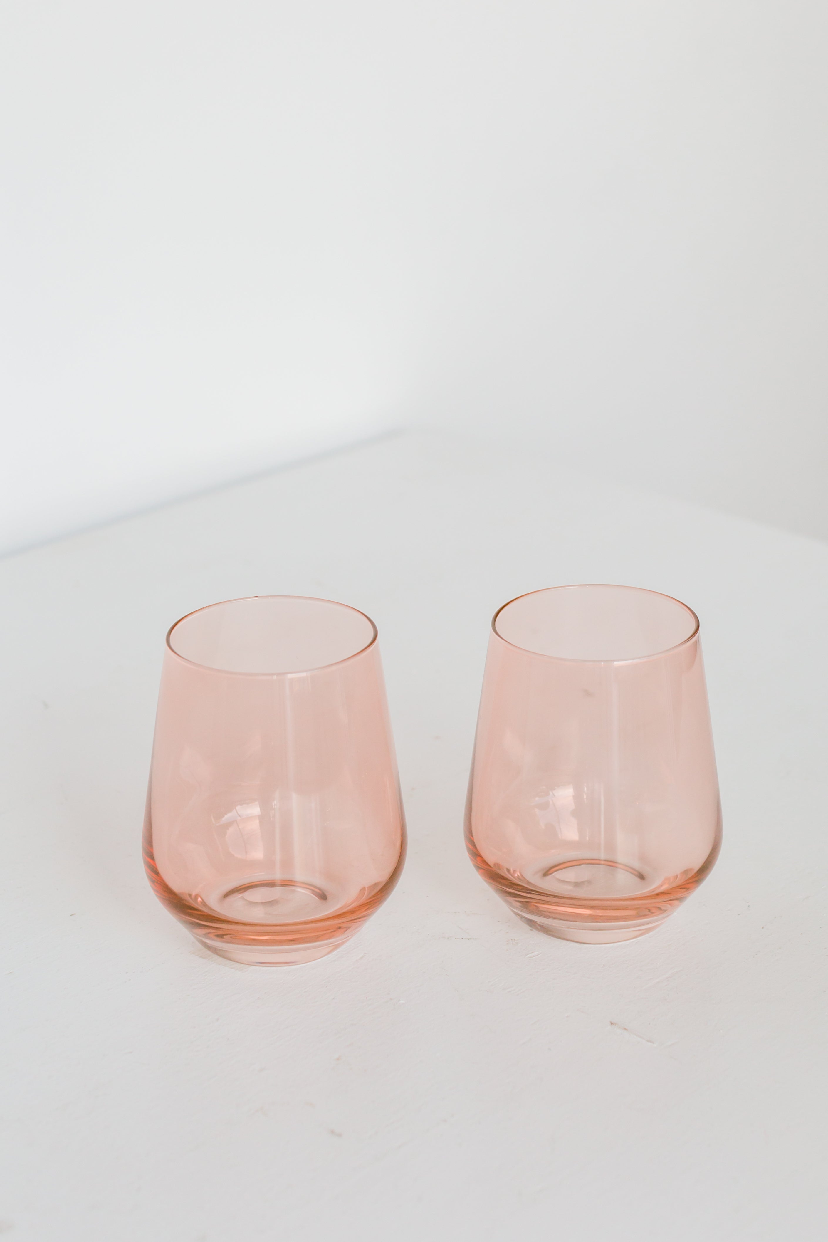 Estelle Stemless Wine Glasses Set of 2 - Blush Pink | Shatterproof & Lead-Free | Perfect for Parties, Weddings & Home Decor