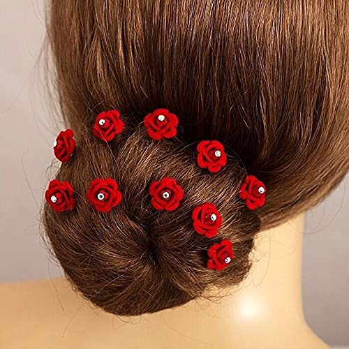 24 Pack FOK Red Rose Flower Decorative Juda Pins for Wedding, Bridal, Prom, Quinceañera - Elegant Boutonnieres for Formal Events & Special Occasions