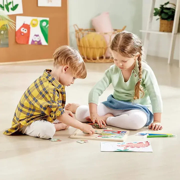 Dino Wooden Puzzle 24-Piece - Fun & Educational Dinosaur Toy for Kids, Perfect for Birthday Gifts & Preschool Learning Activities
