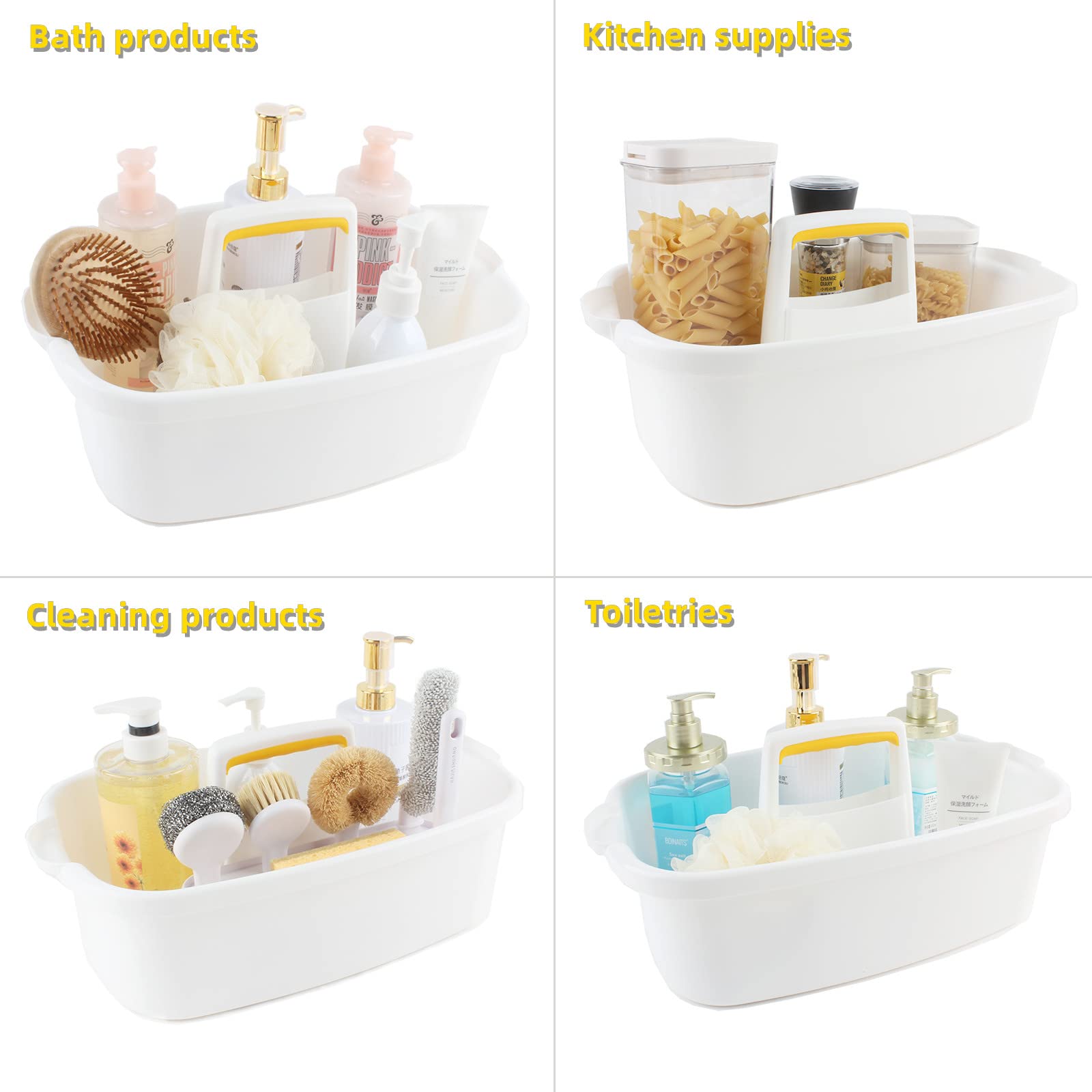 Portable Plastic Shower Caddy with Handle - Bathroom Storage Organizer Basket for Shampoo, Soap & Toiletries - Perfect for Bath, Shower & College Dorm Organization