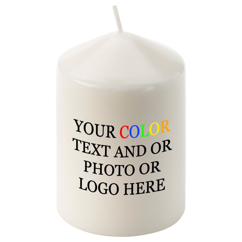 Custom Printed Full Color Unity Candles - Personalized Thick White Candles for Weddings, Baptisms, Funerals & Special Events (6 Inches Tall) - Perfect for Ceremony Decorations, Wedding Centerpieces & Memorial Displays