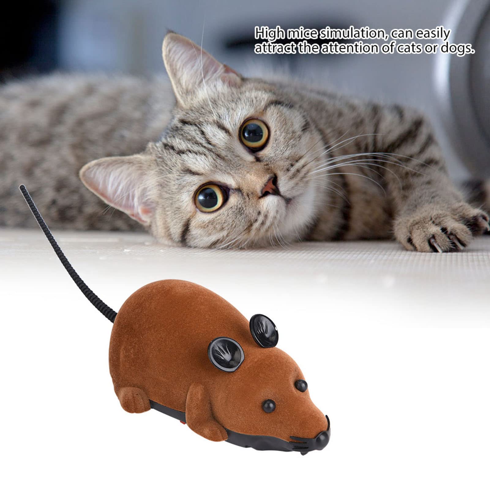 Interactive Cat Toy Mouse - Electric Wireless Remote Control Kitten Chaser Toy with Realistic Movements - Fun & Engaging Play for Indoor Cats (Brown) | Perfect for Exercise, Stimulation & Bonding with Your Feline Friend
