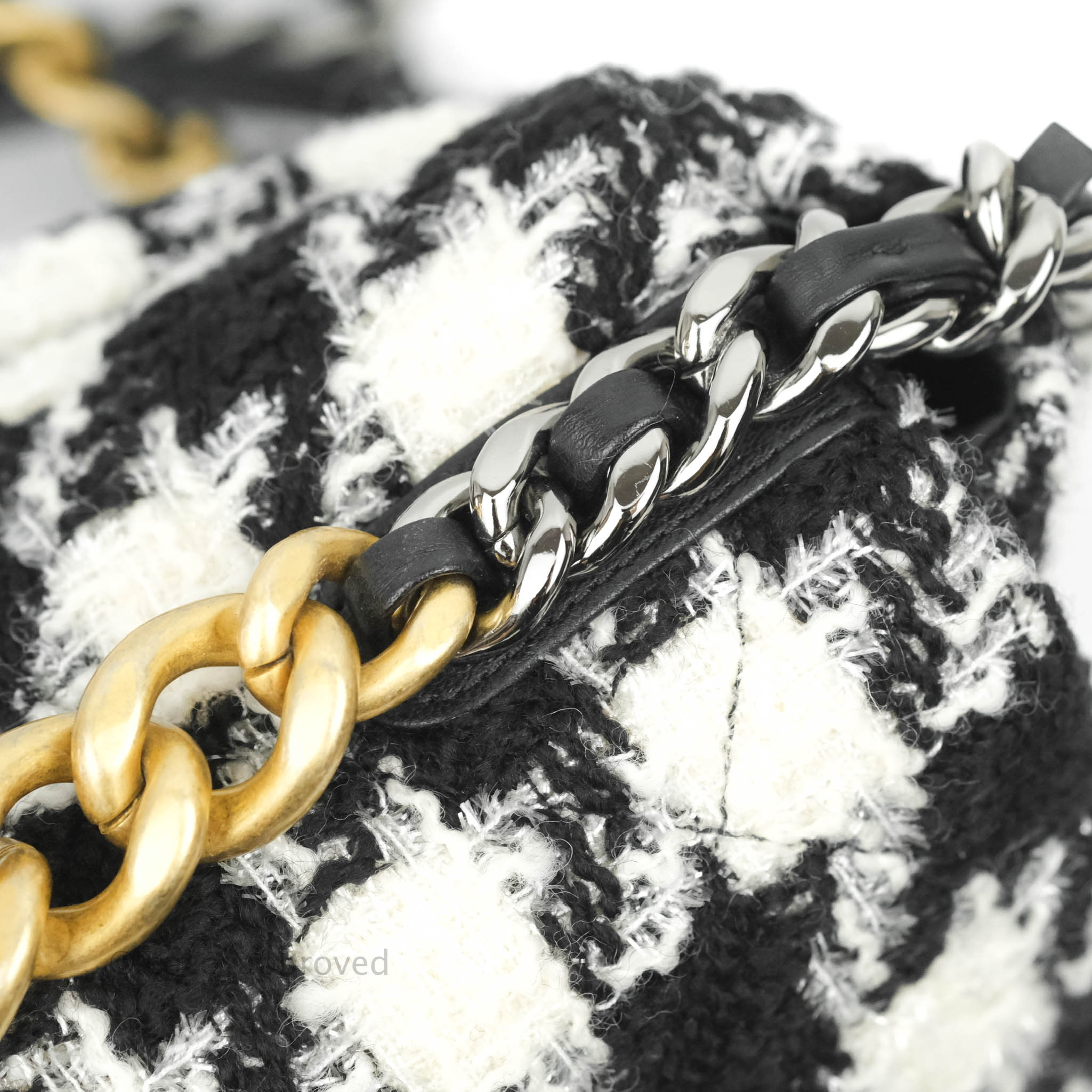 Chanel 19 Medium Flap Bag - Black & White Houndstooth Tweed with Mixed Hardware | Luxury Designer Handbag for Women, Perfect for Work, Parties & Special Occasions