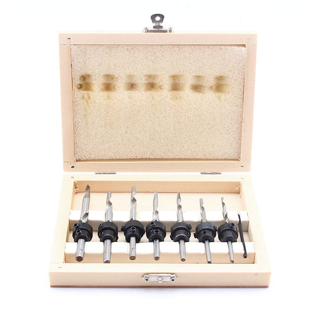 22-Piece Countersink Drill Bit Set with Adjustable Depth Stop Collars - Counterbore Drill Bits for Woodworking, Metal & DIY Projects - Perfect for Cabinet Making, Furniture Assembly & Screw Installation