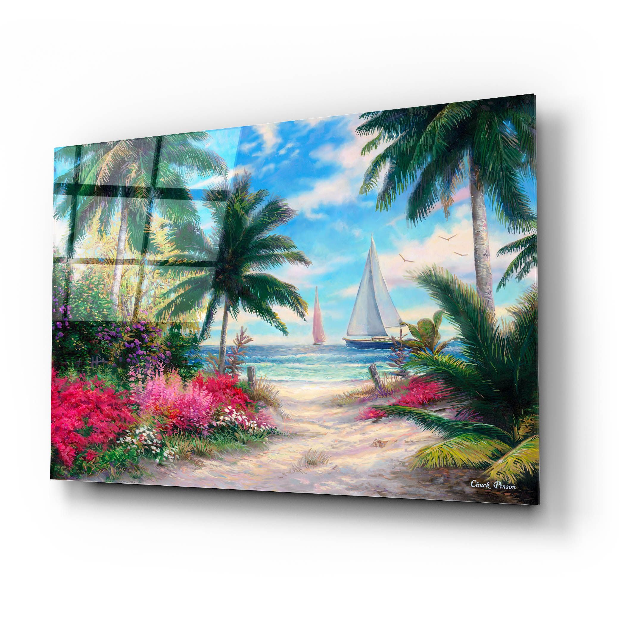 Epic Art 'Sea Breeze Trail' by Chuck Pinson - 24x16 Inch Acrylic Glass Wall Art for Living Room, Bedroom & Office Decor - Modern Coastal Landscape Painting