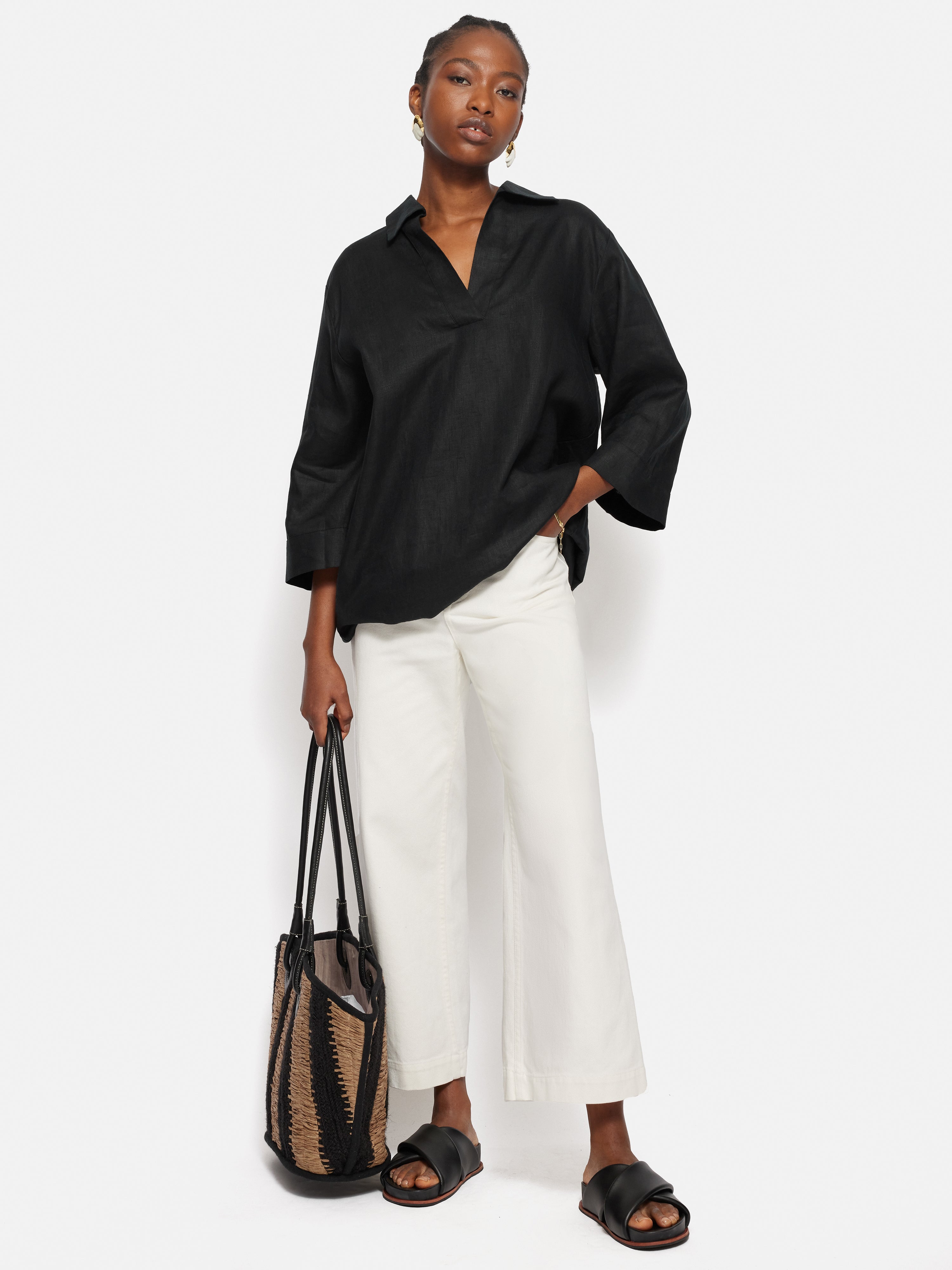 Linen Tunic Shirt Dress for Women - Comfortable Black Summer Maxi Dress | Perfect for Beach, Vacation & Casual Outings